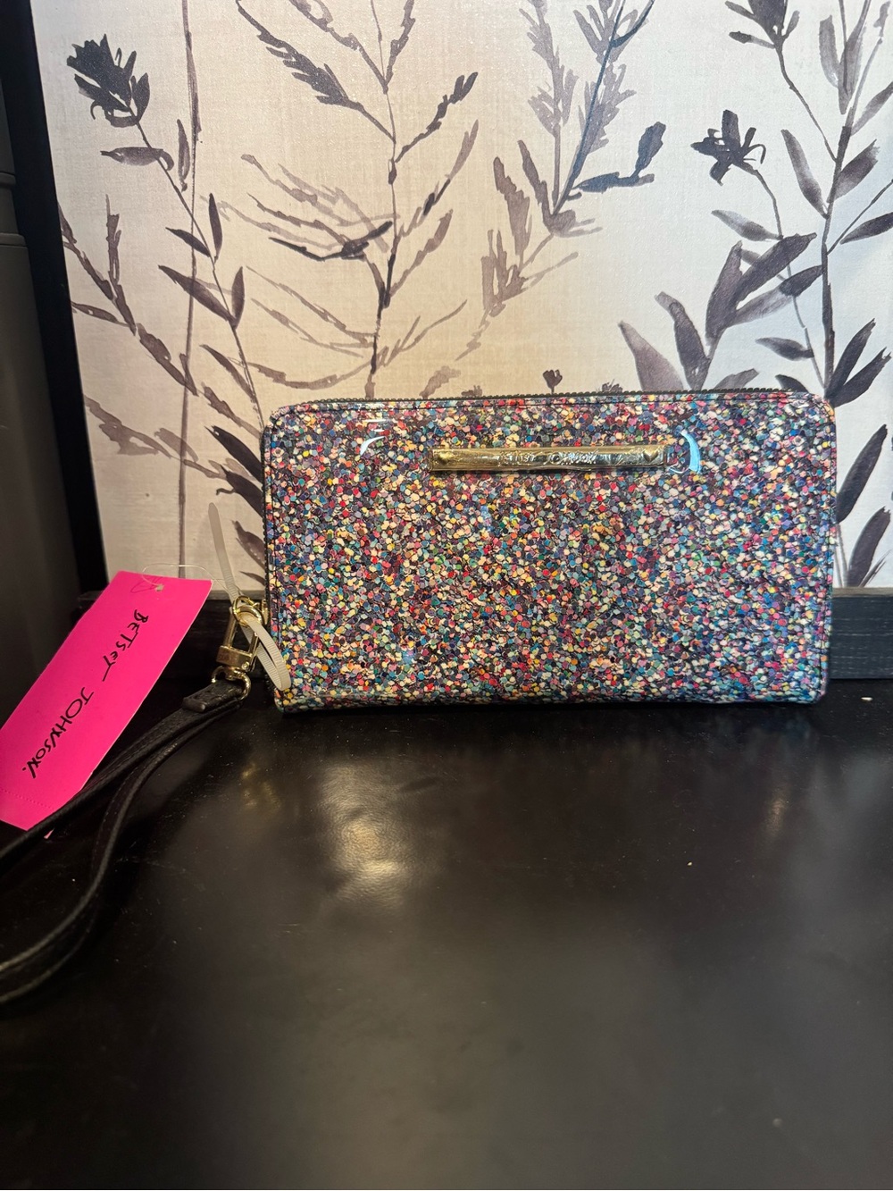 Betsey Johnson Multicolor Glitter Wristlet Clutch